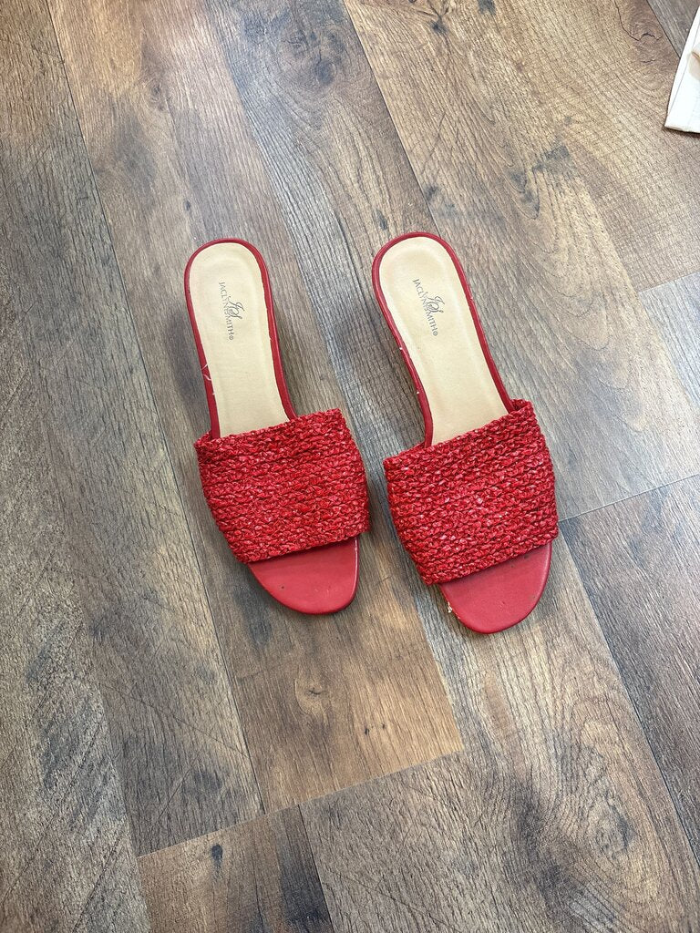 Jaclyn Smith Red Fabric Slip-On Sandals