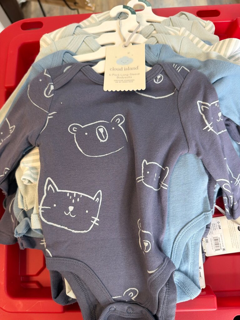 Cloud Island 4-Pack Long-Sleeve Bodysuits
