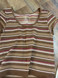 Brown Striped Short Sleeve Top