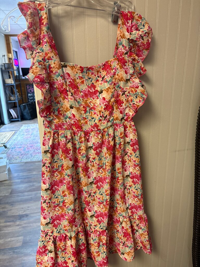 Floral Print Dress with Ruffles
