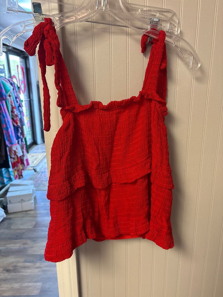 LE LIS Red Ruffled Top