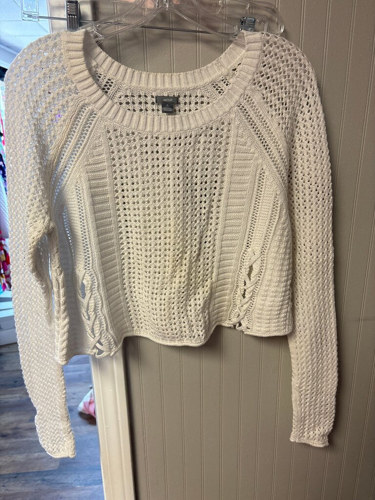 Aerie Women's White Cropped Sweater