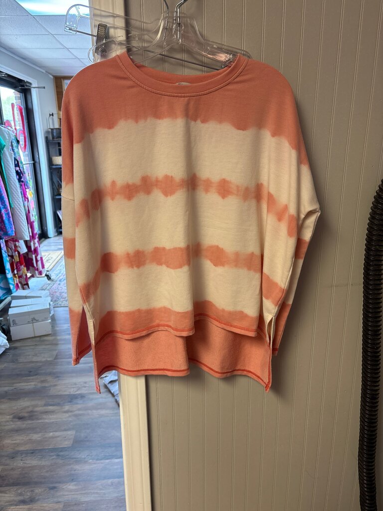 She + Sky Pink and White Tie-Dye Long Sleeve Top