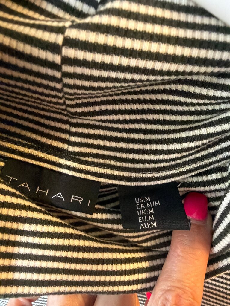 Tahari Striped Mock Neck Top