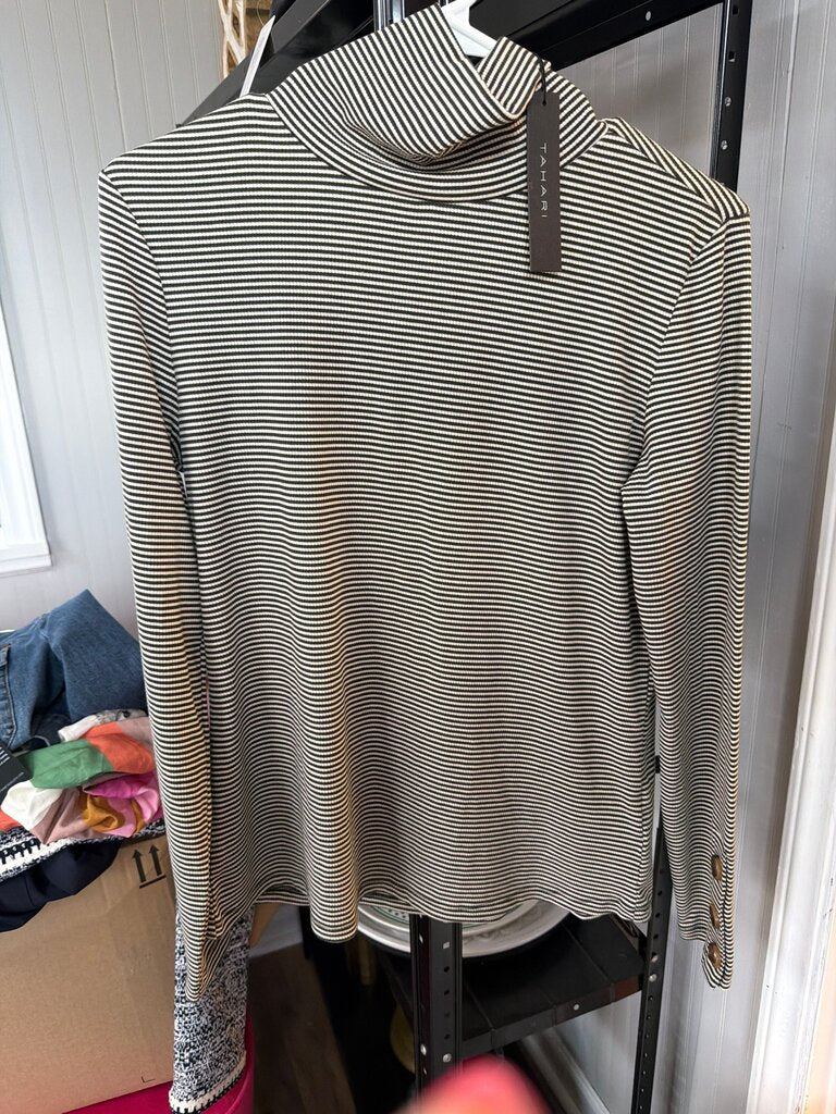 Tahari Striped Mock Neck Top