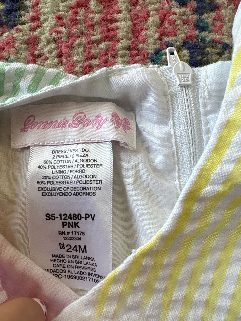 Lennie Baby Pink and Green Check Dress with Bow