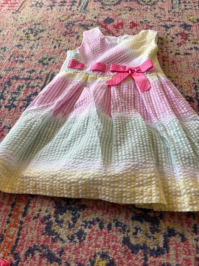 Lennie Baby Pink and Green Check Dress with Bow