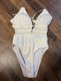 White Ribbed One-Piece Swimsuit