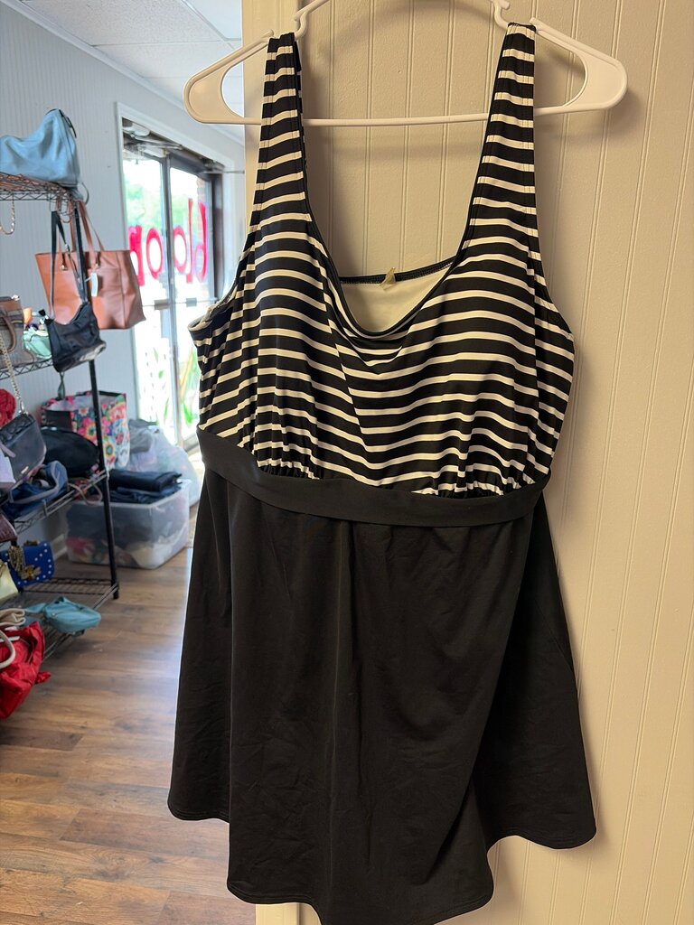 Striped Black and White Swim Dress
