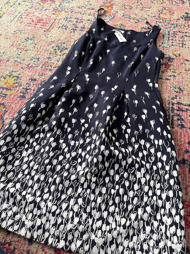 Navy Floral Print Dress