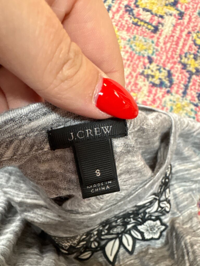 J.Crew Gray Floral Embellished Top