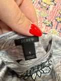 J.Crew Gray Floral Embellished Top