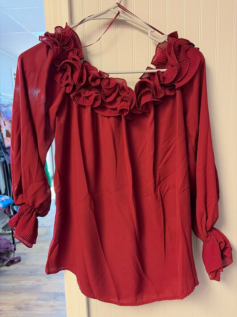 Red Ruffled Blouse