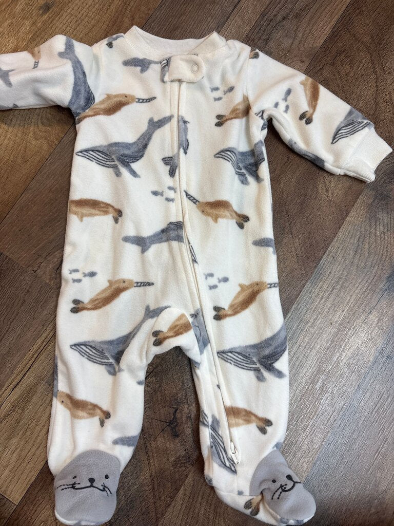 Children's Ocean-Themed Footed Pajamas