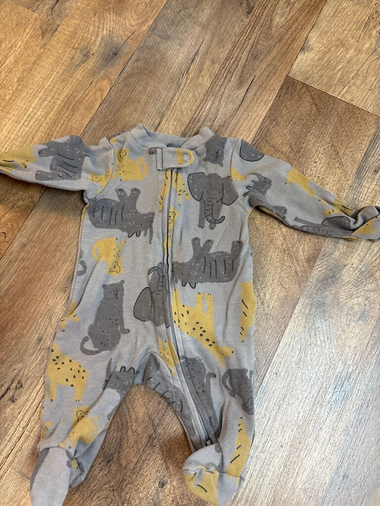 Carter's Newborn Animal Print Zippered Footed Pajama
