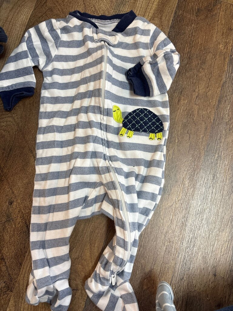 Carter's Baby Striped Zippered Onesie with Turtle