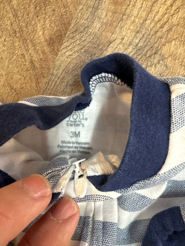 Carter's Baby Striped Zippered Onesie with Turtle