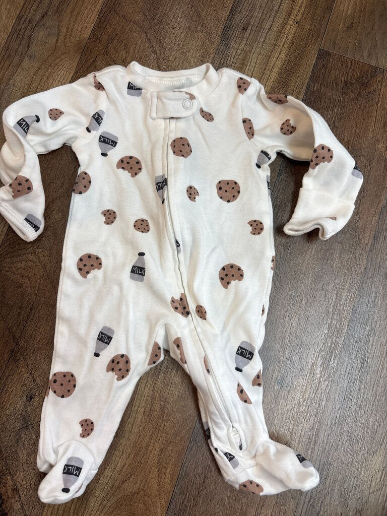 Carter's Newborn Footed Pajamas with Cookie and Milk Print