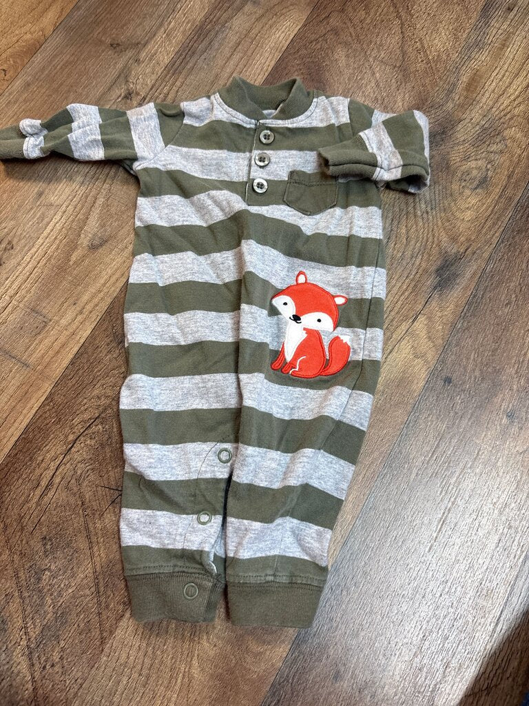 Just One You Made by Carter's Striped Fox Baby Romper