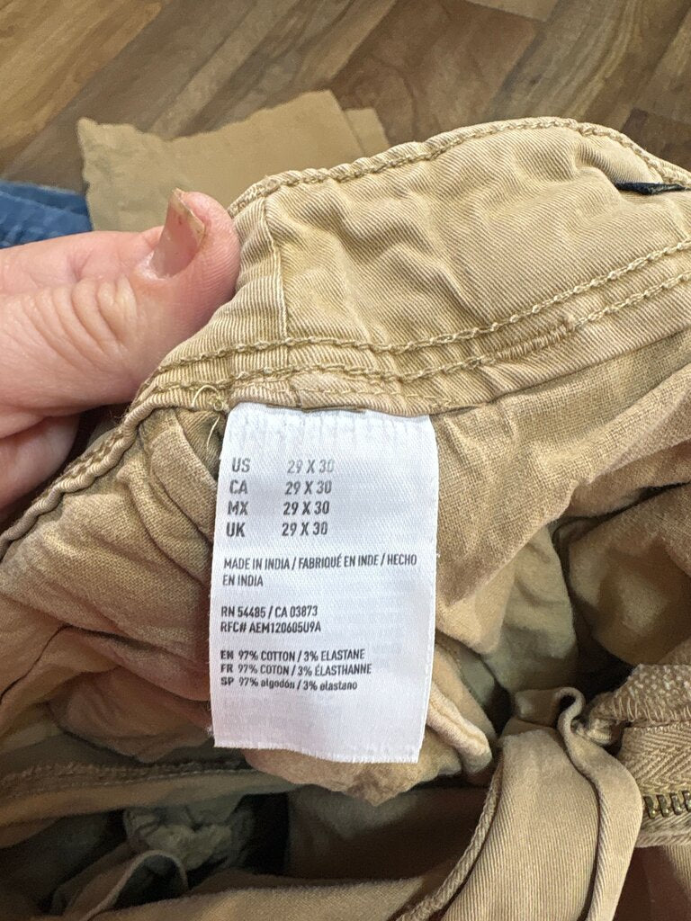 Tan Cotton Blend Pants