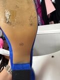 Blue Ankle Booties with Leopard Print Cuff