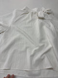 Women's White Textured Blouse with Bow
