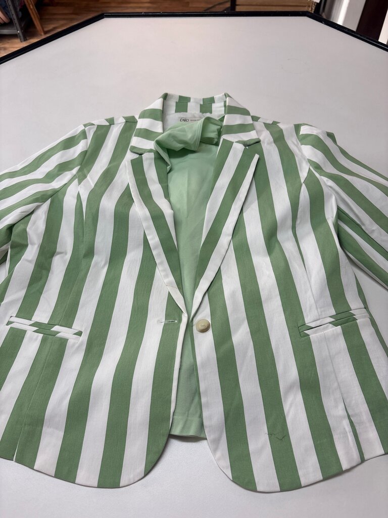 Cato Green and White Striped Blazer