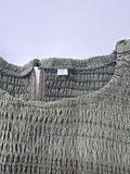 Women's Smocked Long Sleeve Dress in Olive Green