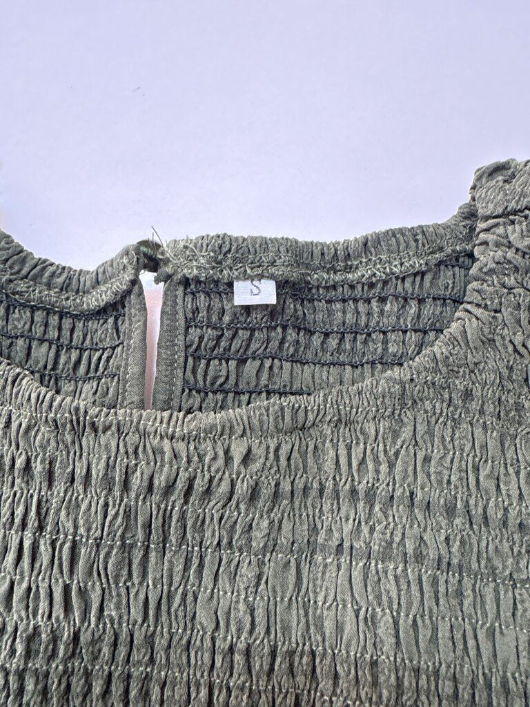 Women's Smocked Long Sleeve Dress in Olive Green