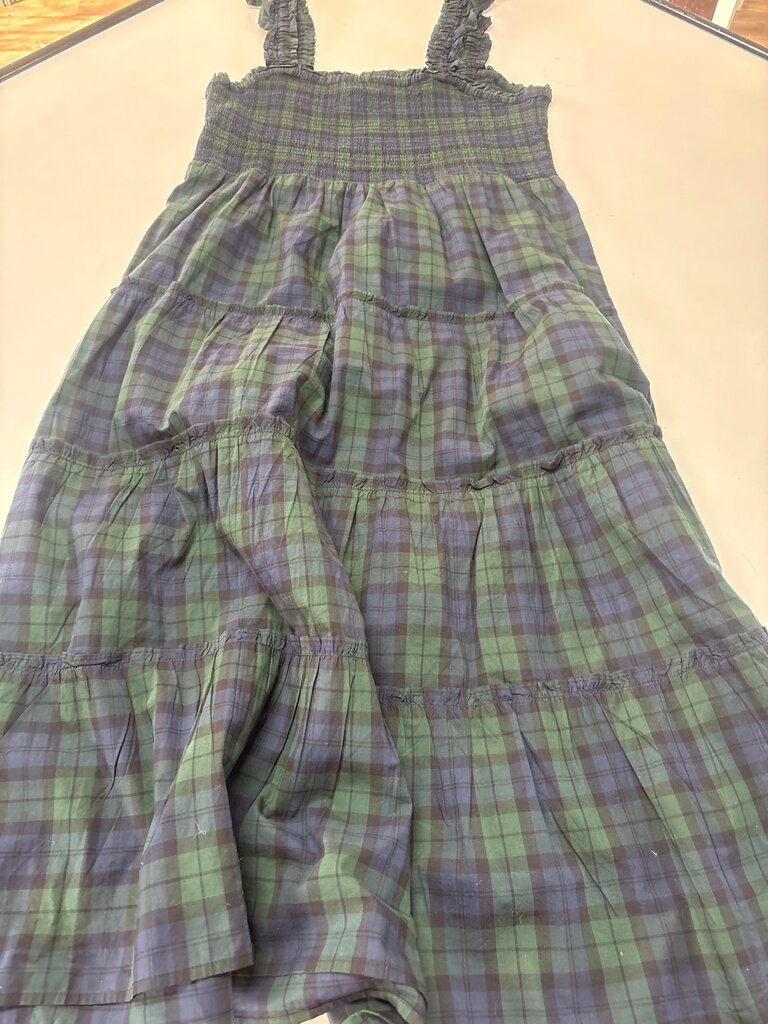 J.Crew Green and Blue Plaid Maxi Dress