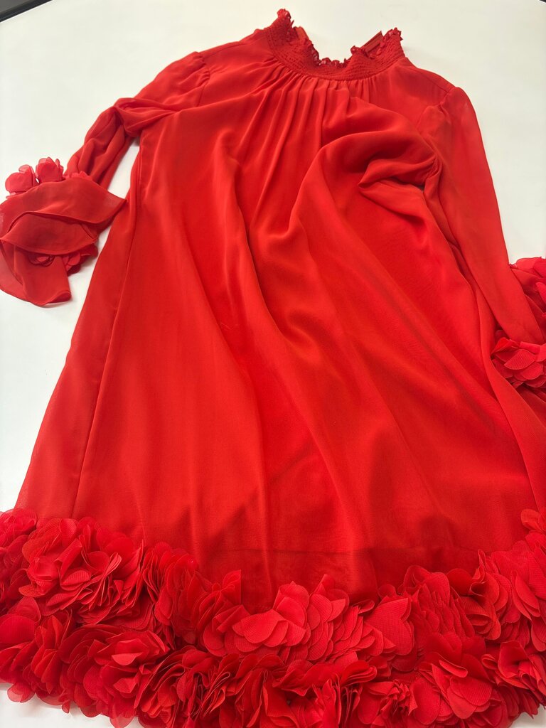 Alex Marie Red Dress with Floral Trim