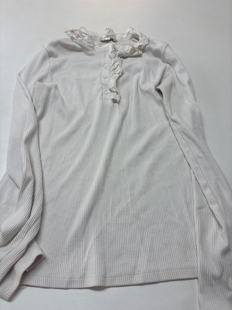 Crown & Ivy Long Sleeve Top with Frilled Neckline
