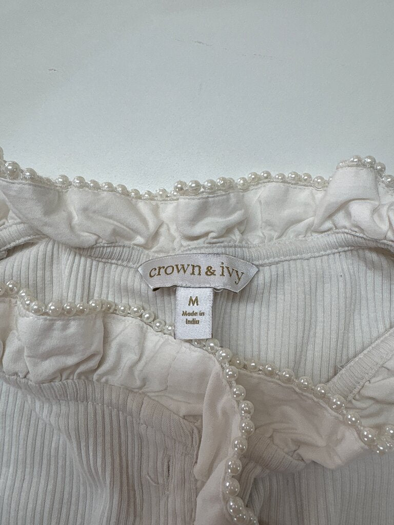 Crown & Ivy Long Sleeve Top with Frilled Neckline