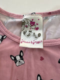 Pink French Bulldog Print Knot Top