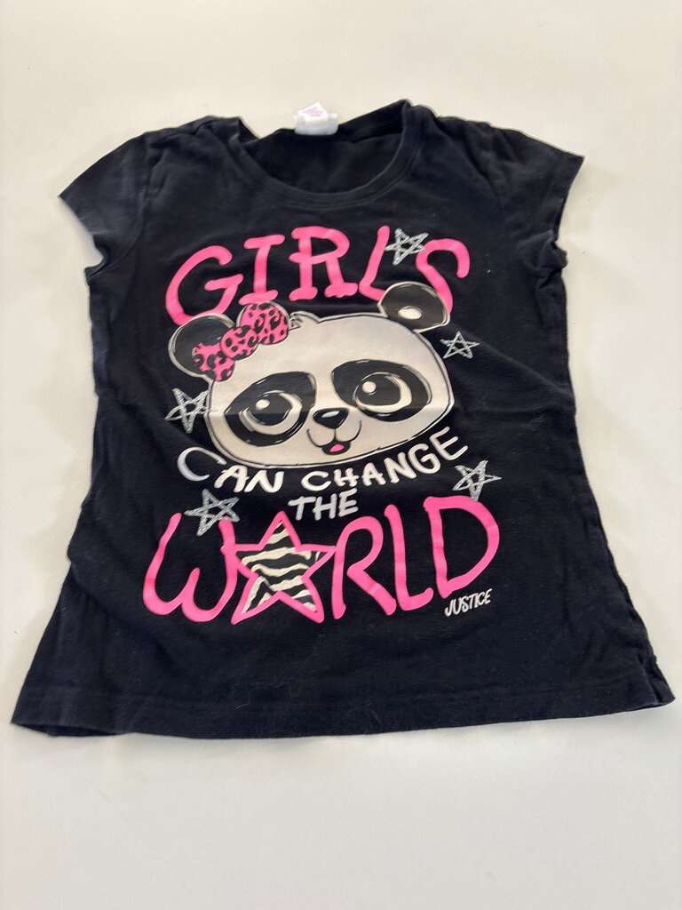 Girls Black Panda Graphic Tee