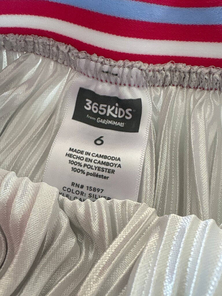 Silver Pleated Skirt with Pink Stripes