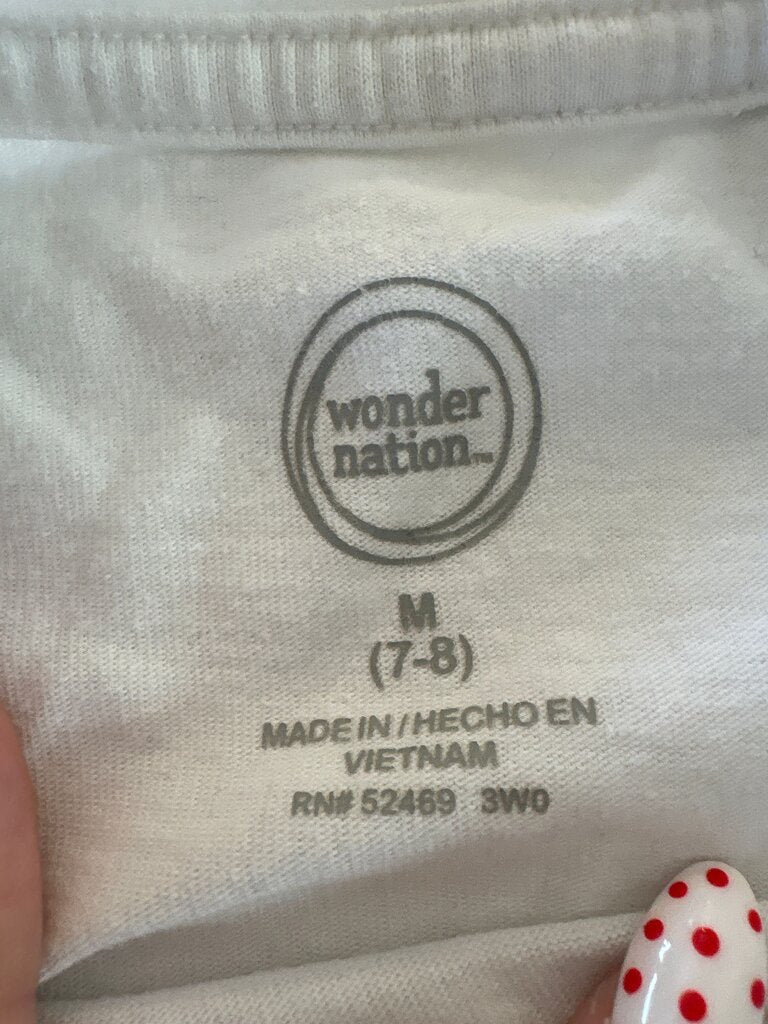 Wonder Nation Girls' White Sequined Heart T-Shirt