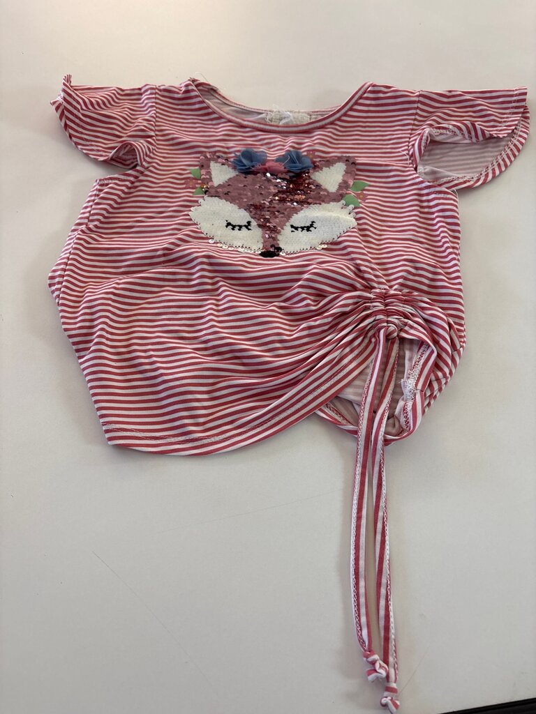 Girls Pink Fox Sequin Top
