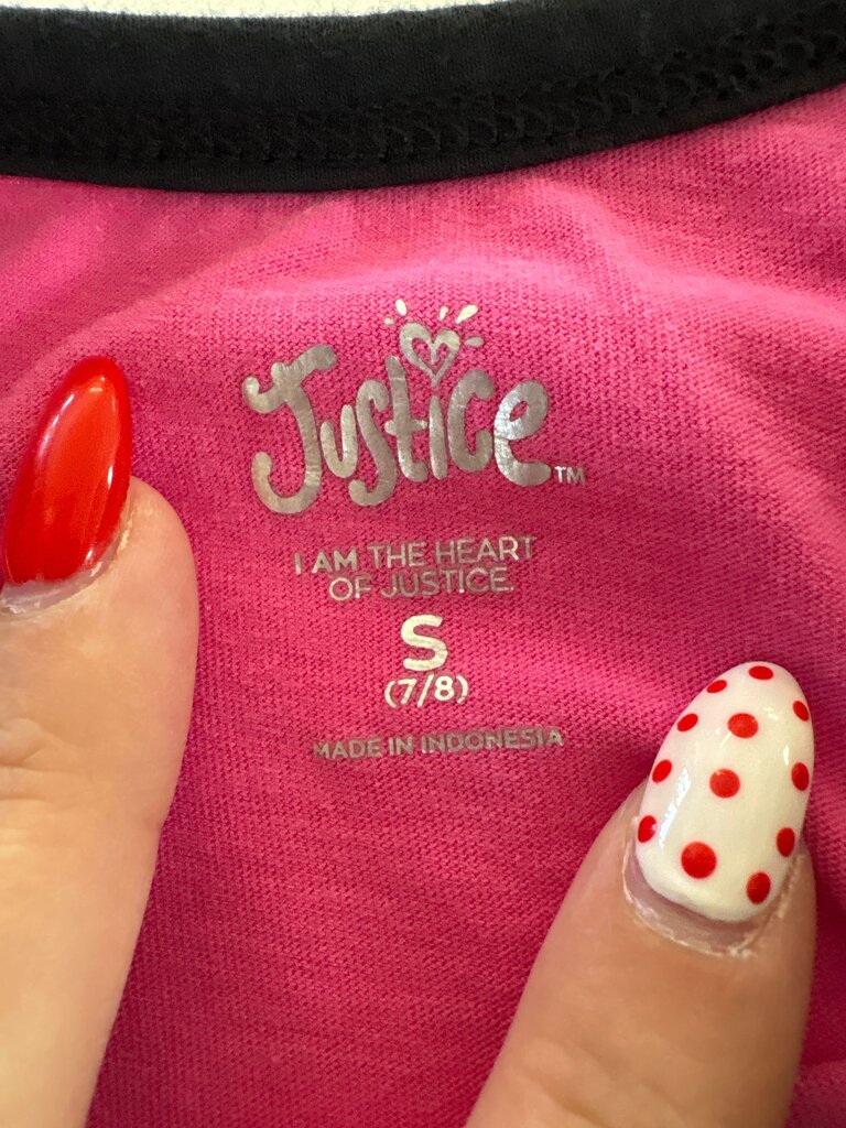 Justice Girls' Pink and Black T-Shirt