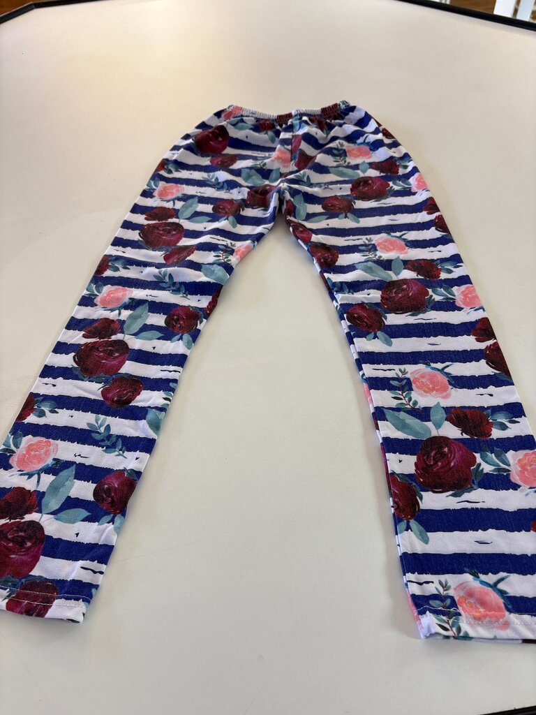 Girls Floral Striped Leggings
