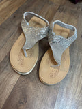 Silver Rhinestone T-Strap Sandals