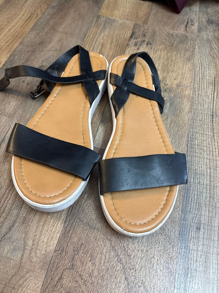 Black Strappy Flat Sandals