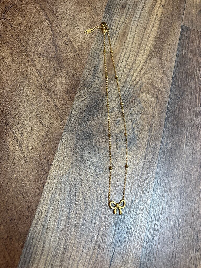 Gold Bow Necklace