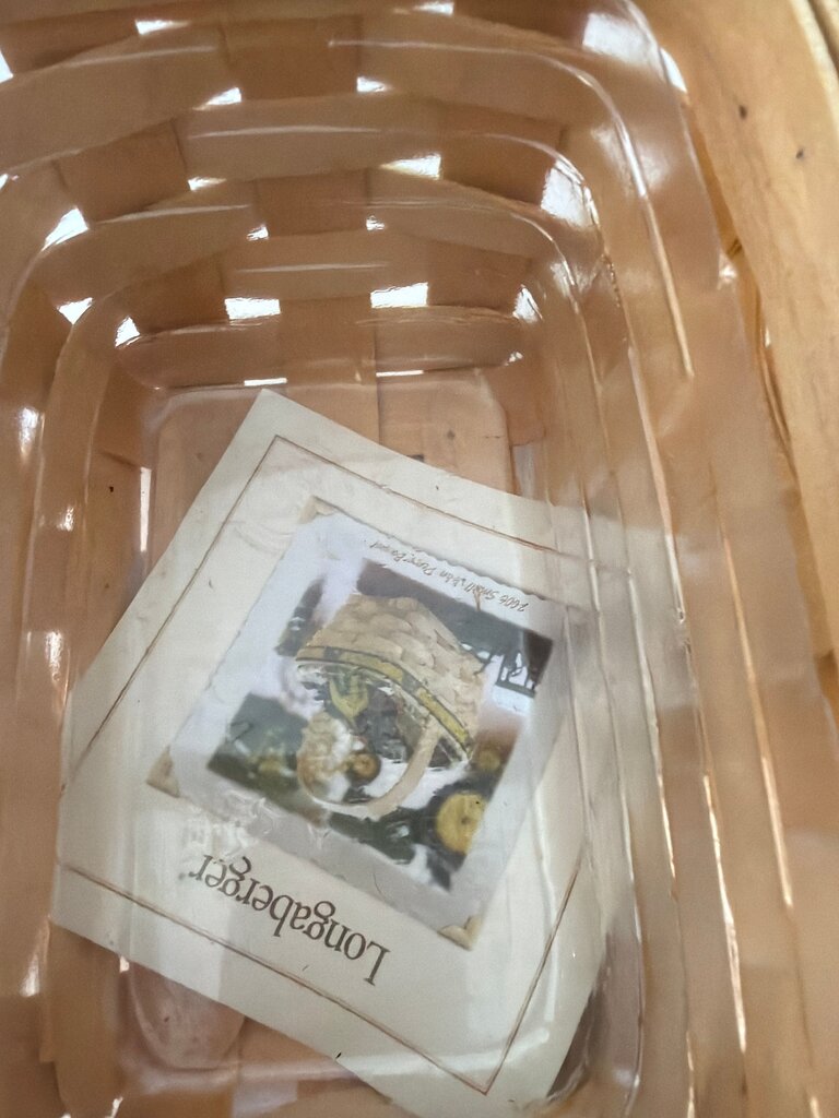 Longaberger Basket with Green and Yellow Stripe