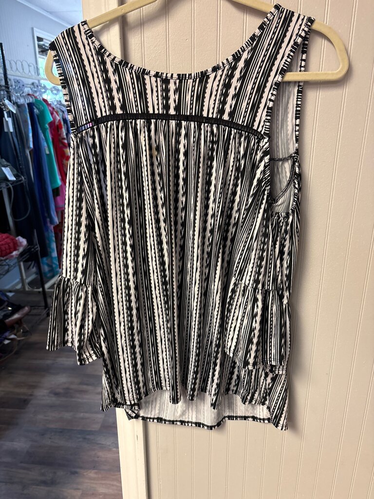 Black and White Striped Sleeveless Tunic