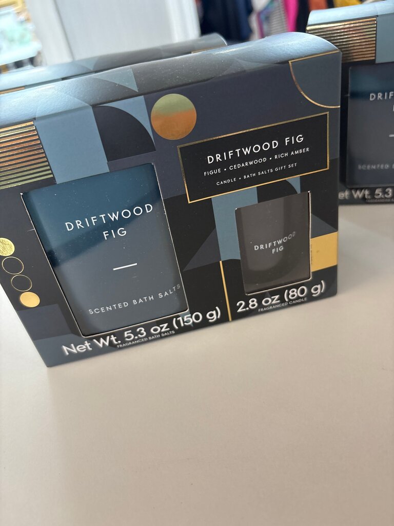 Driftwood Fig Candle and Bath Salts Gift Set