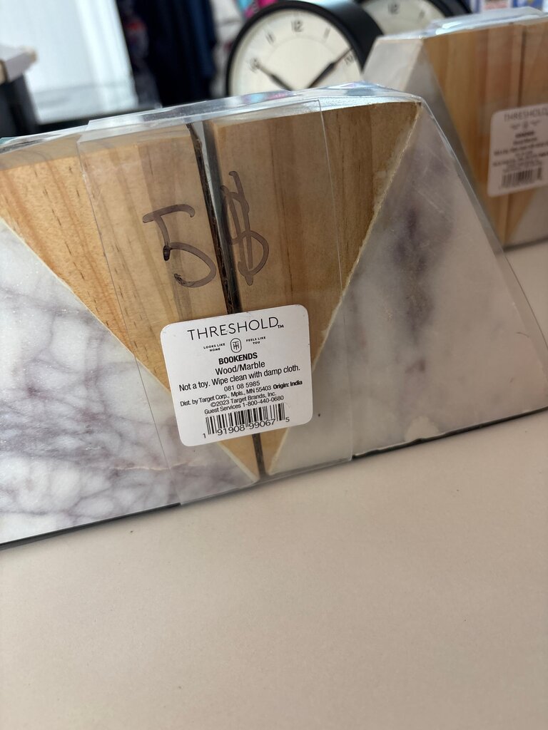 Threshold Wood and Marble Bookends