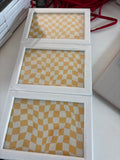 Triple Photo Frame with Yellow Pattern