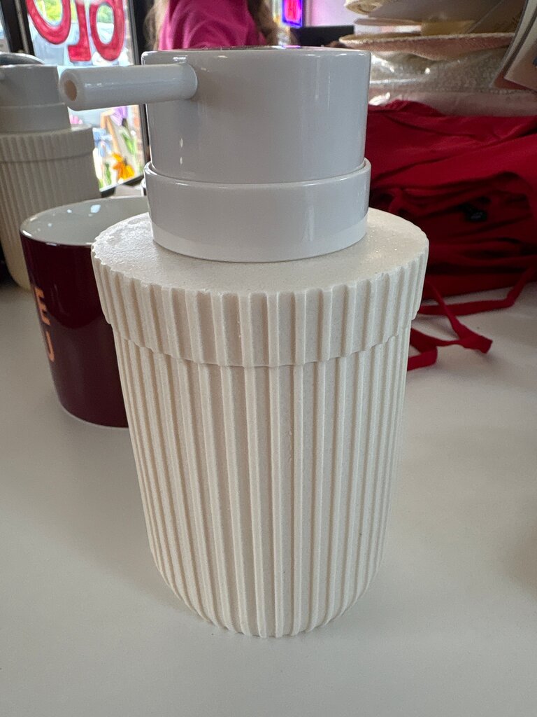 White Ribbed Soap Dispenser