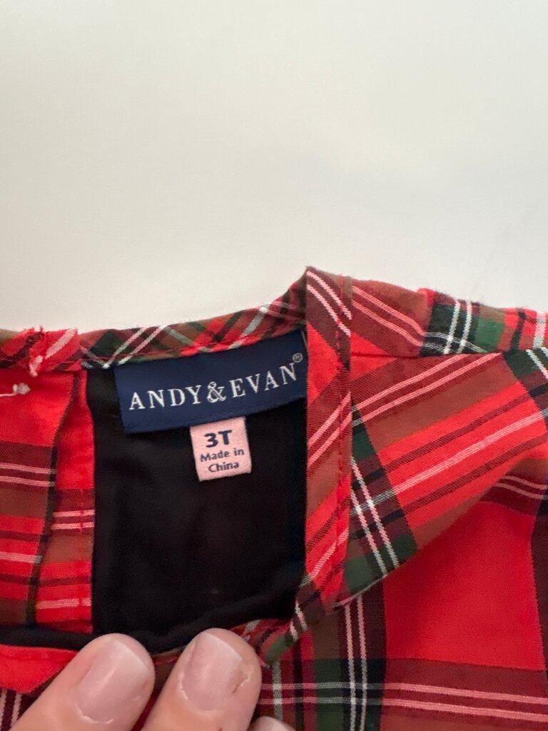 ANDY & EVAN Plaid Dress with Tulle Skirt